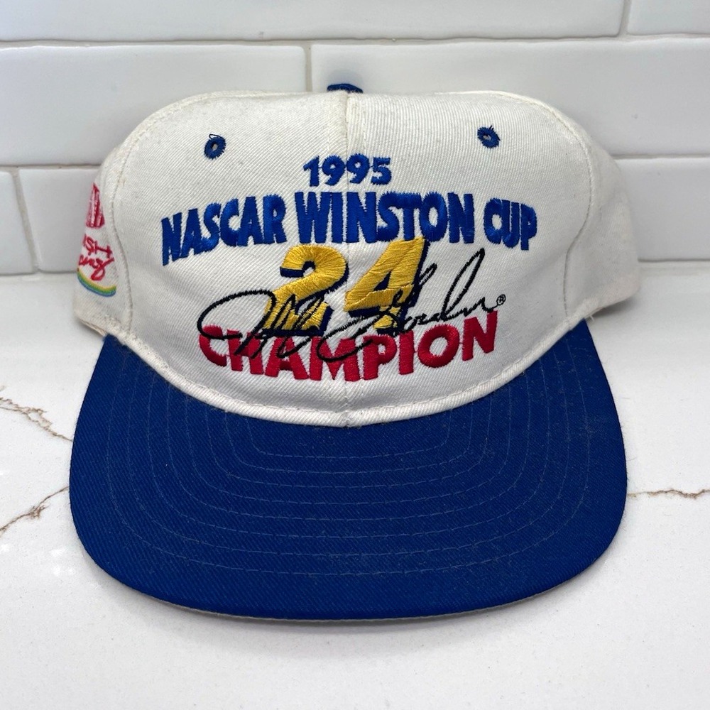 AJD Jeff Gordon 1995 NASCAR Winston Cup Champion Snapback Cap White/Blue OS VTG